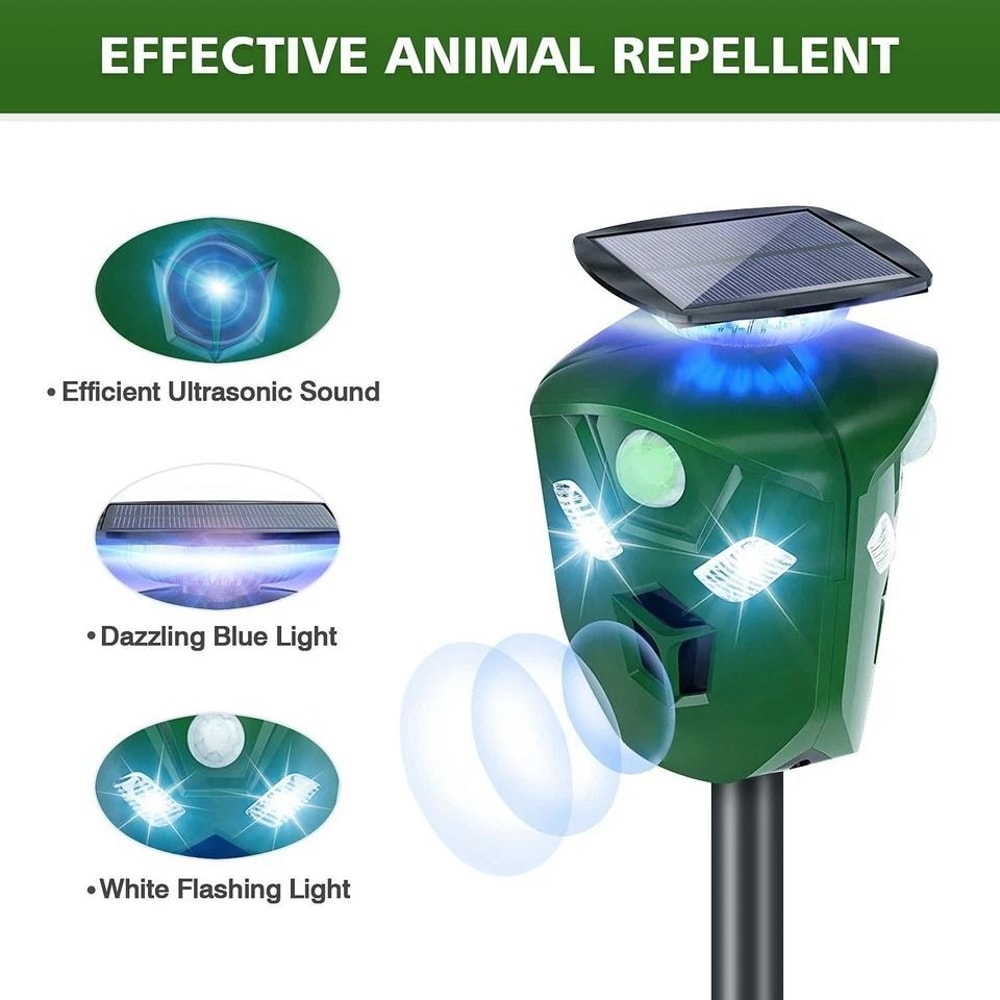 Solar Ultrasonic Animal Repeller Motion Sensor USB Cat Skunk Deer And Wildlife Repellent For Garden 12