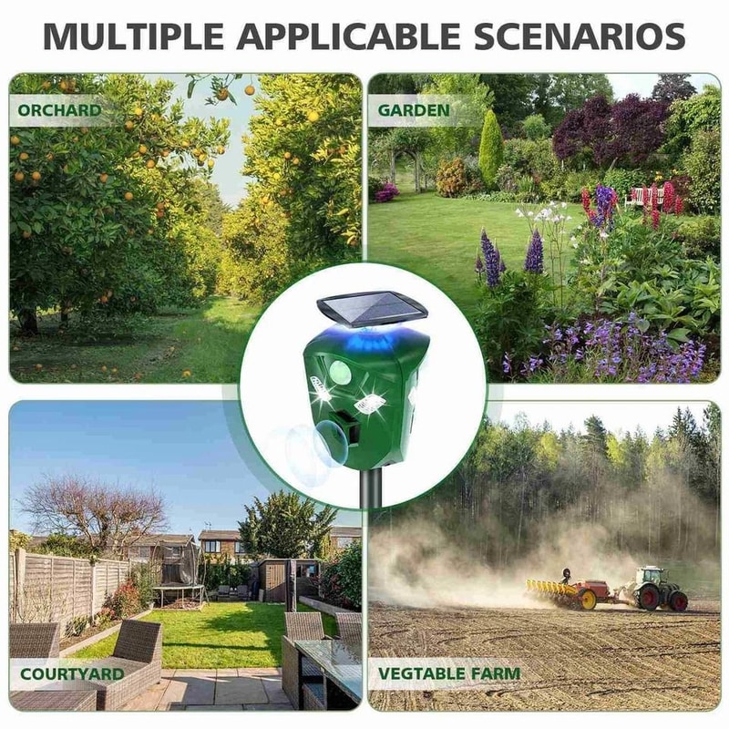 Solar Ultrasonic Animal Repeller Motion Sensor USB Cat Skunk Deer And Wildlife Repellent For Garden 7