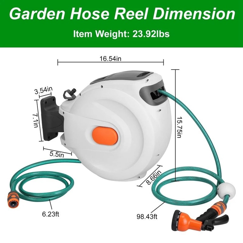 Hose Reel For Outdoor Garden Retractable Water Hose With Automatic Rewind Hose Length 11