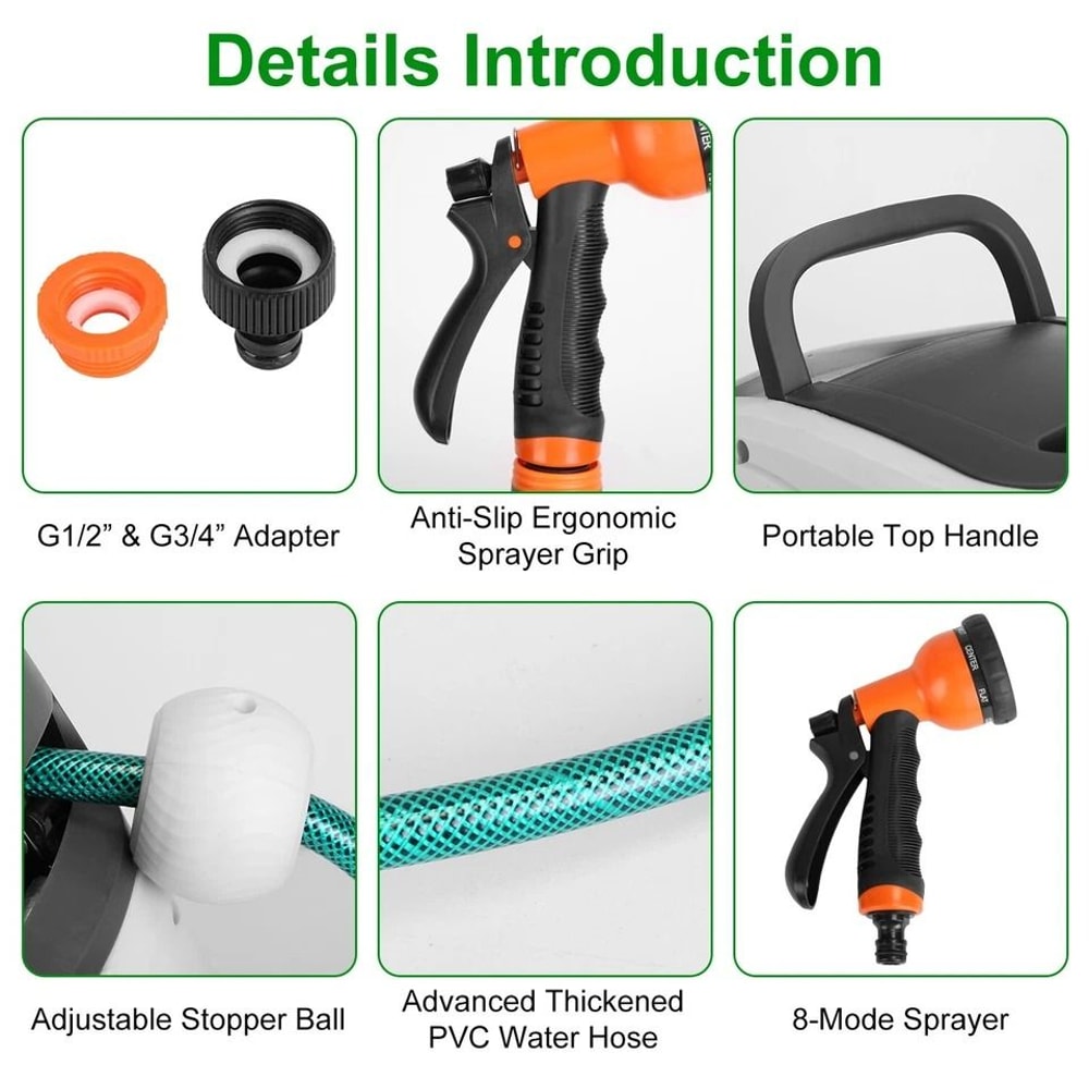 Hose Reel For Outdoor Garden Retractable Water Hose With Automatic Rewind Hose Length 6