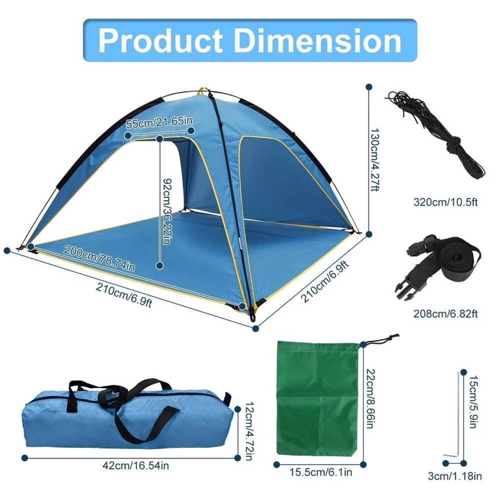 Beach Tent Bag Camping Tent For Summer Picnic Outdoor Canopy For Hiking UVProtected Blue Tent 11