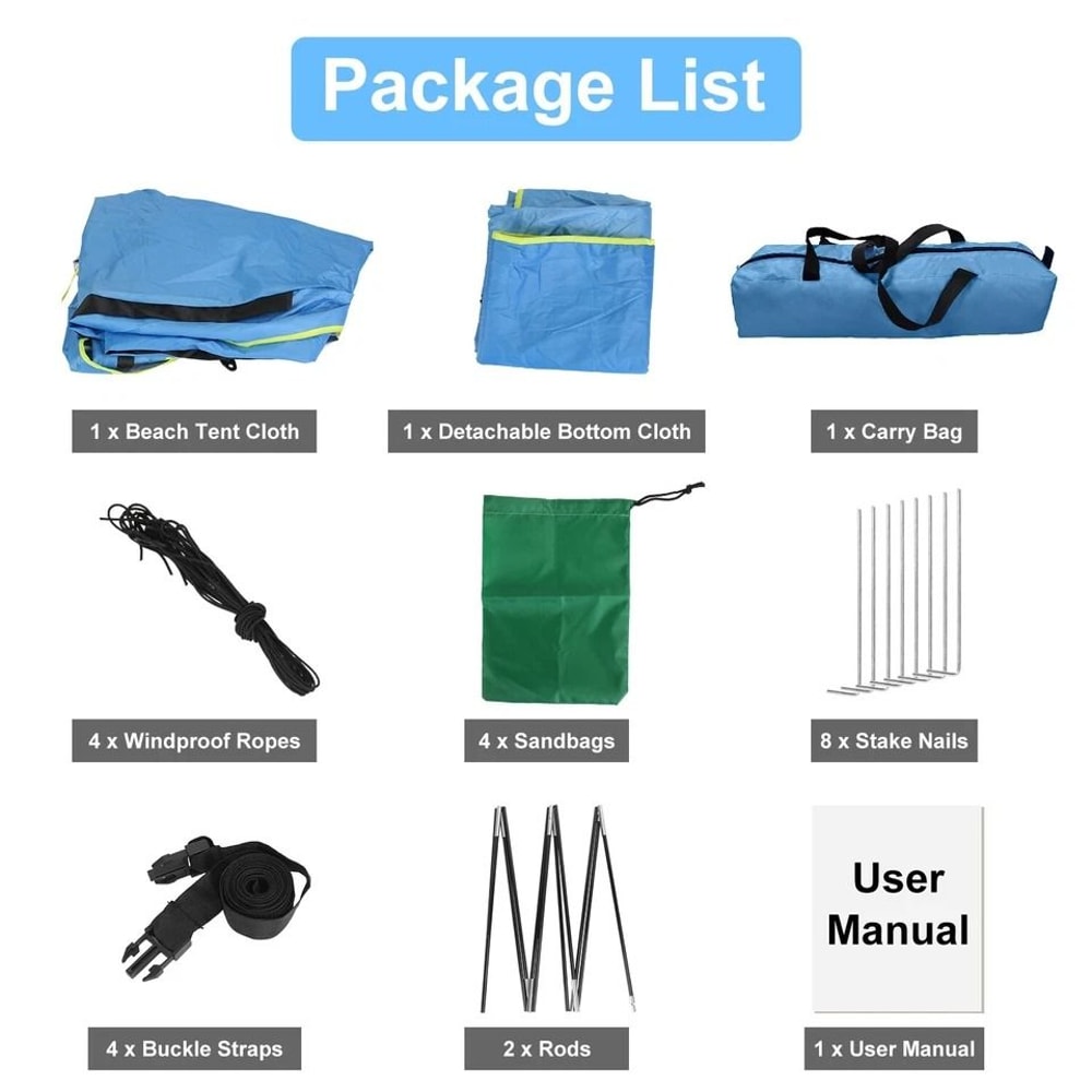 Beach Tent Bag Camping Tent For Summer Picnic Outdoor Canopy For Hiking UVProtected Blue Tent 5
