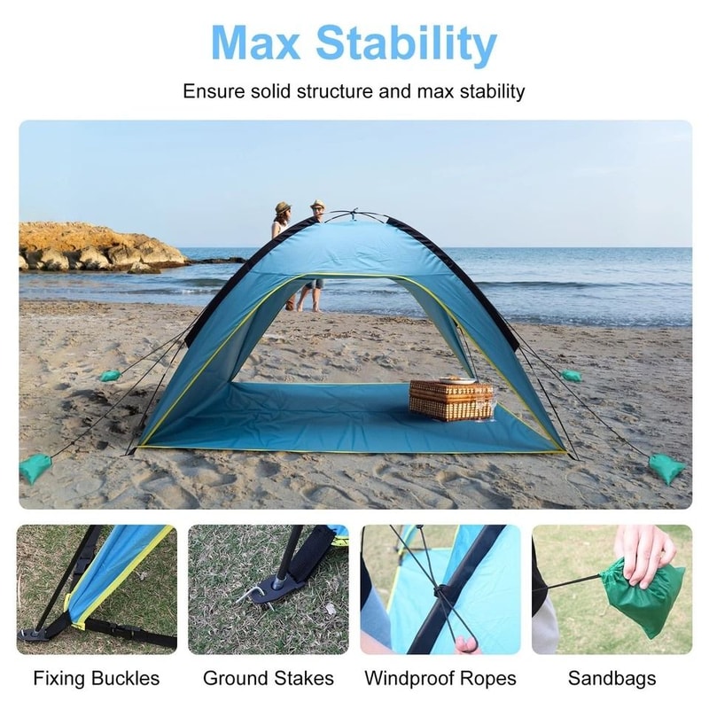 Beach Tent Bag Camping Tent For Summer Picnic Outdoor Canopy For Hiking UVProtected Blue Tent 7