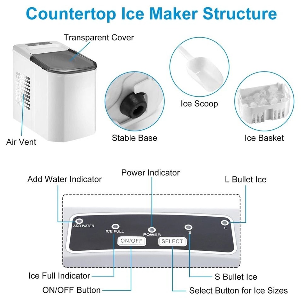 Fast Ice Making Electric Countertop Ice Maker Daily Capacity SelfCleaning Ice Maker Portable Ice Ma 6