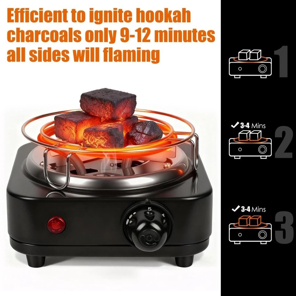 Portable Electric Charcoal Burner Adjustable Temperature Ideal For Winter Camping Hookah BBQ Grill 4