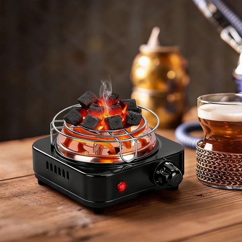 Portable Electric Charcoal Burner Adjustable Temperature Ideal For Winter Camping Hookah BBQ Grill 8