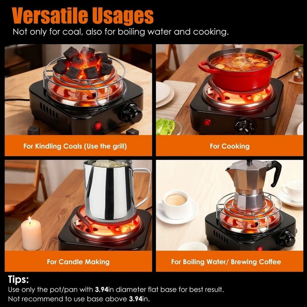 Portable Electric Charcoal Burner Adjustable Temperature Ideal For Winter Camping Hookah BBQ Grill 9