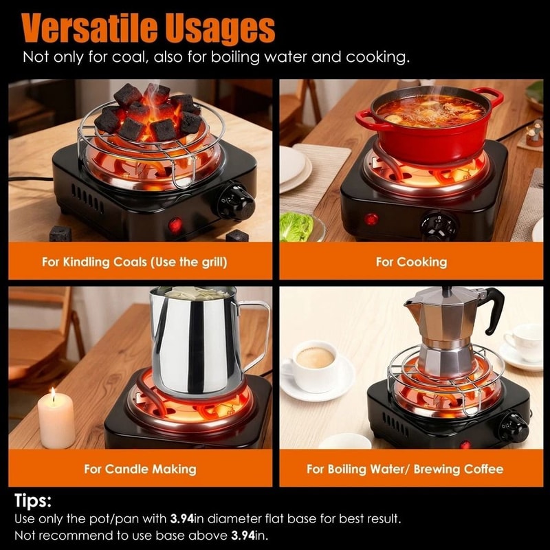 Portable Electric Charcoal Burner Adjustable Temperature Ideal For Winter Camping Hookah BBQ Grill 9