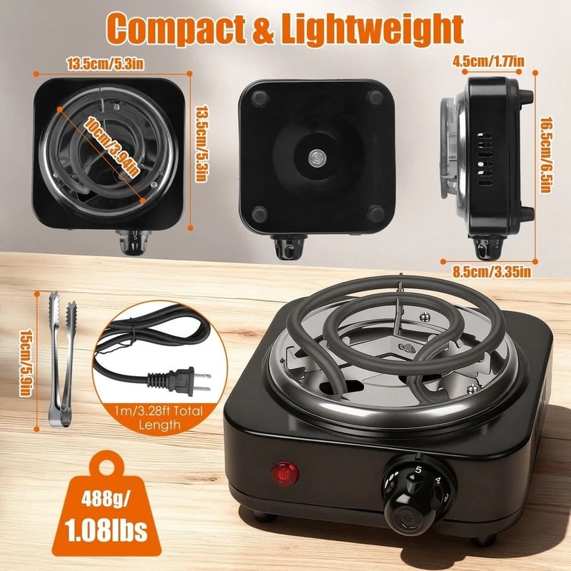 Portable Electric Charcoal Burner Adjustable Temperature Ideal For Winter Camping Hookah BBQ Grill 1