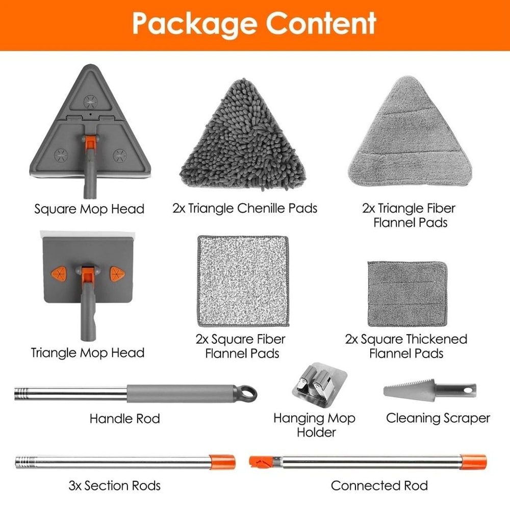 Wall Baseboard Cleaner Mop Portable Ceiling Window Mop Wet Dry Mop For Baseboards Walls And Ceil 8