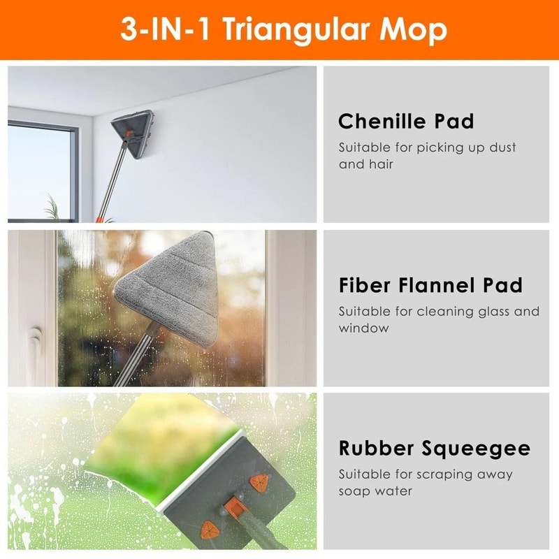 Wall Baseboard Cleaner Mop Portable Ceiling Window Mop Wet Dry Mop For Baseboards Walls And Ceil 5