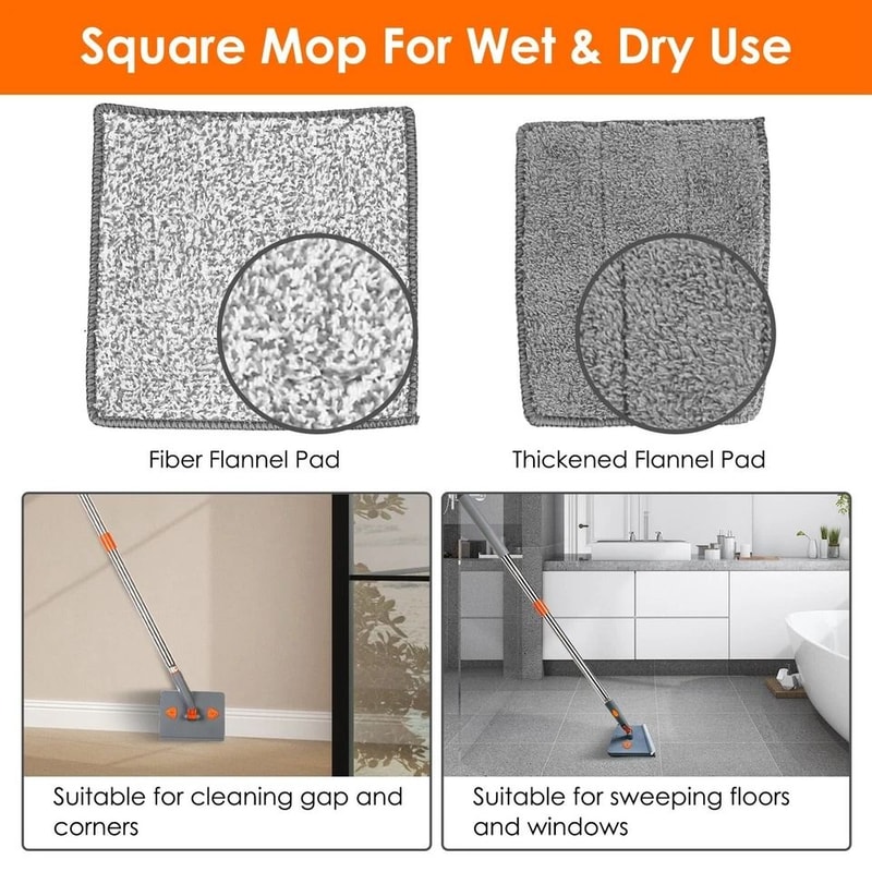 Wall Baseboard Cleaner Mop Portable Ceiling Window Mop Wet Dry Mop For Baseboards Walls And Ceil 6