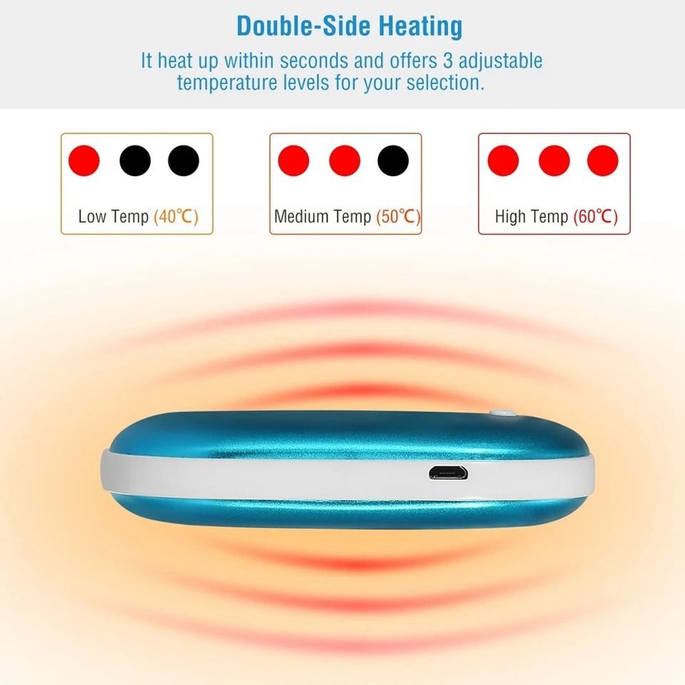 Portable Hand Warmer Electric Rechargeable Heater Power Bank DoubleSided Heating Temperature Setti 4