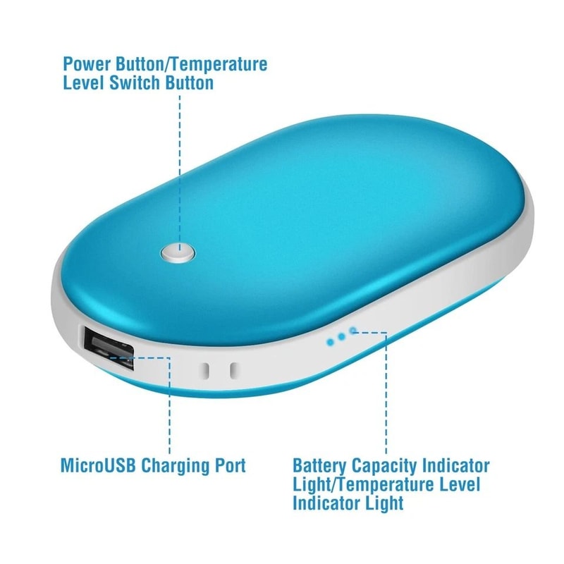 Portable Hand Warmer Electric Rechargeable Heater Power Bank DoubleSided Heating Temperature Setti 8