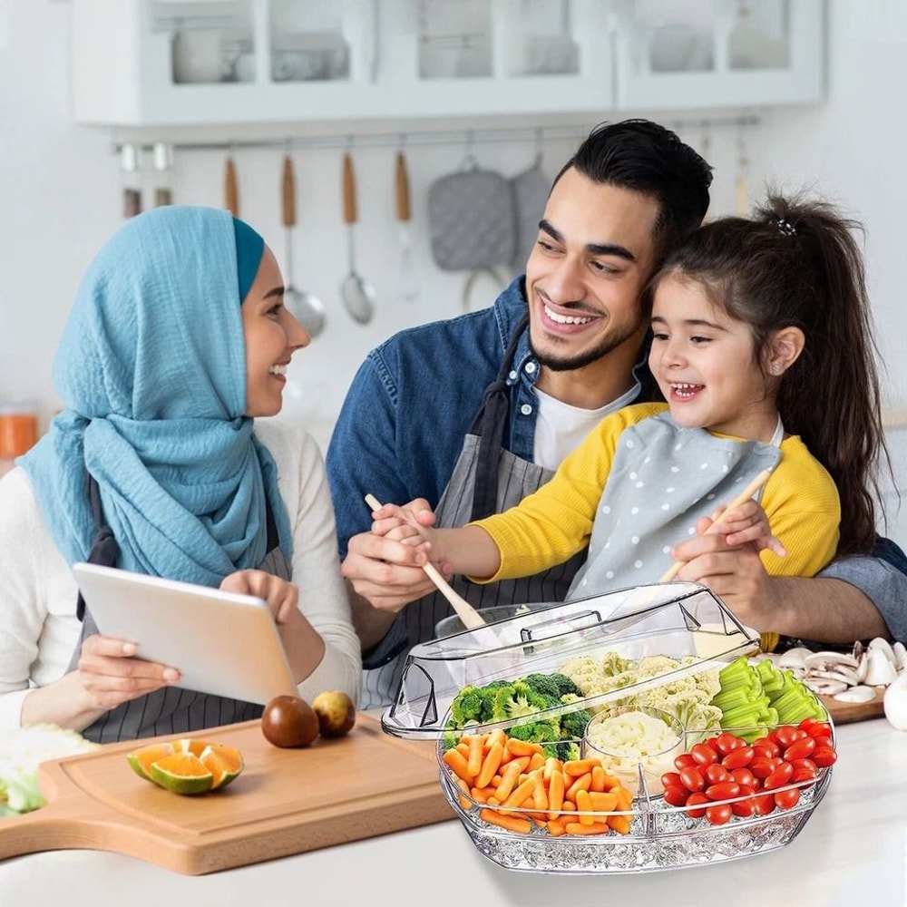 Chilled Veggie Tray With Ice Tray Fruit Ice Serving Tray Appetizer Platter Buffet Server With Lid C 4