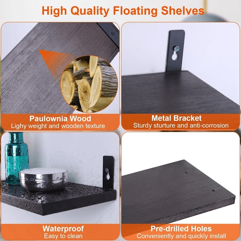 Floating Pack Wall Mounted Shelves Wood Storage Organizer Shelf Display For Kitchen 3