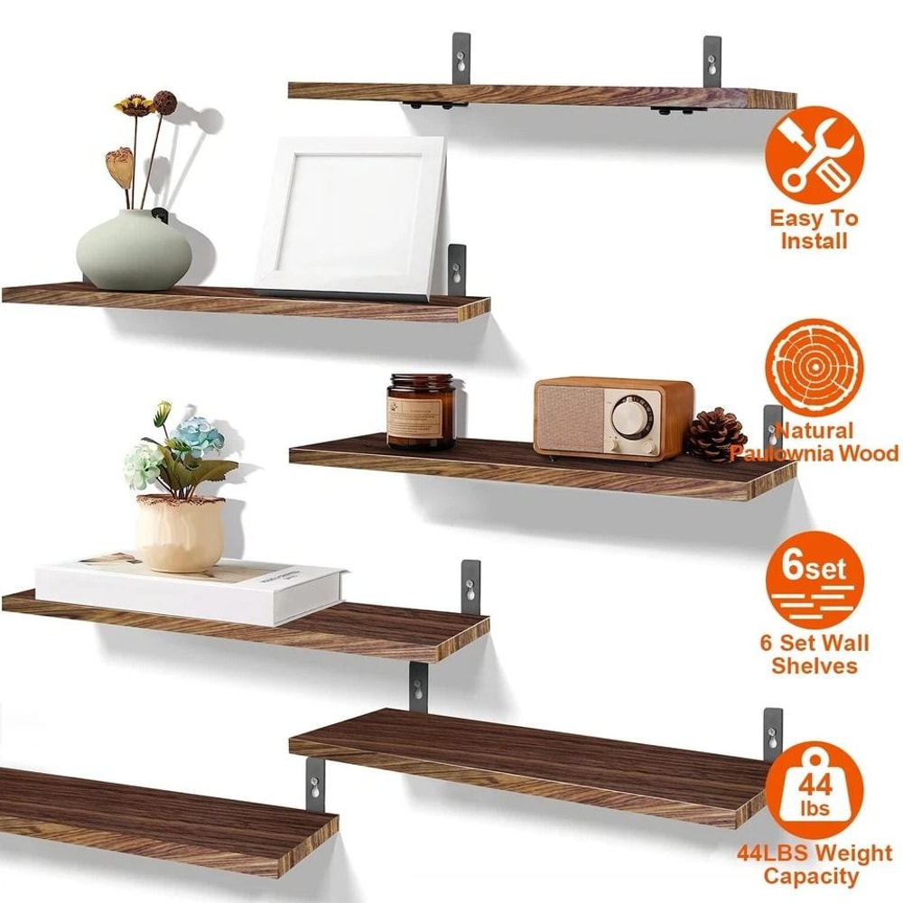 Floating Pack Wall Mounted Shelves Wood Storage Organizer Shelf Display For Kitchen 8