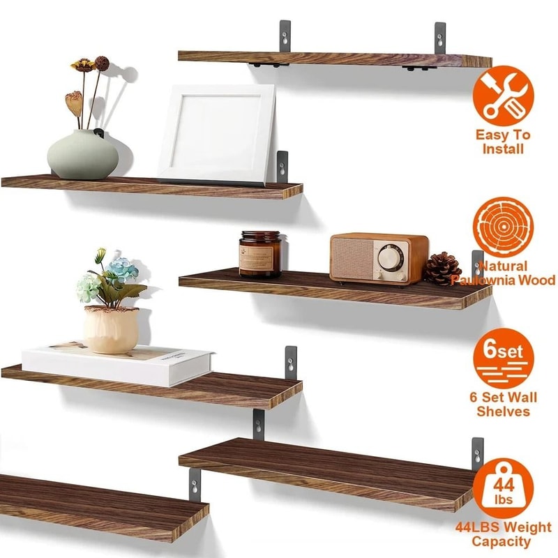 Floating Pack Wall Mounted Shelves Wood Storage Organizer Shelf Display For Kitchen 8