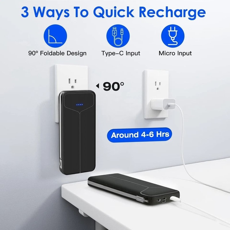 Power Bank Portable Battery Pack For Phone With Builtin Cables Perfect For Travel Office And Heated 10