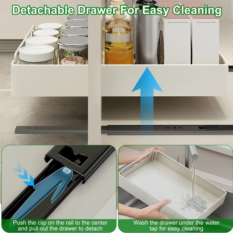 Pull Out Tray Sliding Shelf Carbon Steel Drawers Kitchen Cabinet Spice Rack PullOut Storage Organiz