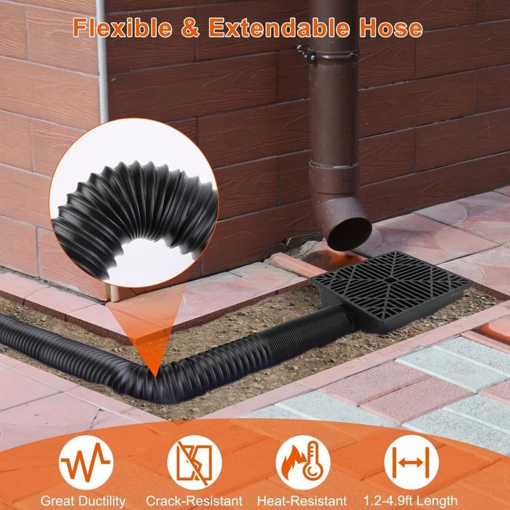 Low Profile Catch Basin Gutter Extension Kit Flexible Drain Pipe No Dig Installation Reduces Founda 8
