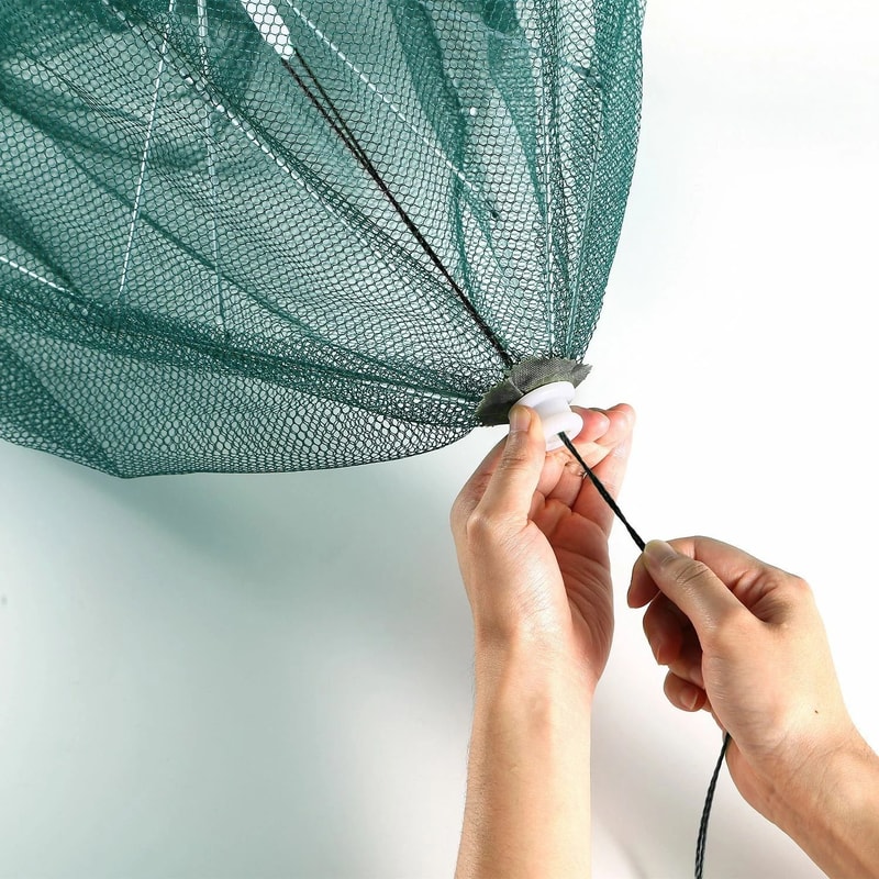 Portable Foldable Fishing Trap Net Holes Crawdad Crab Dip Cage Shrimp Minow Bait Trap For Easy Fish 3