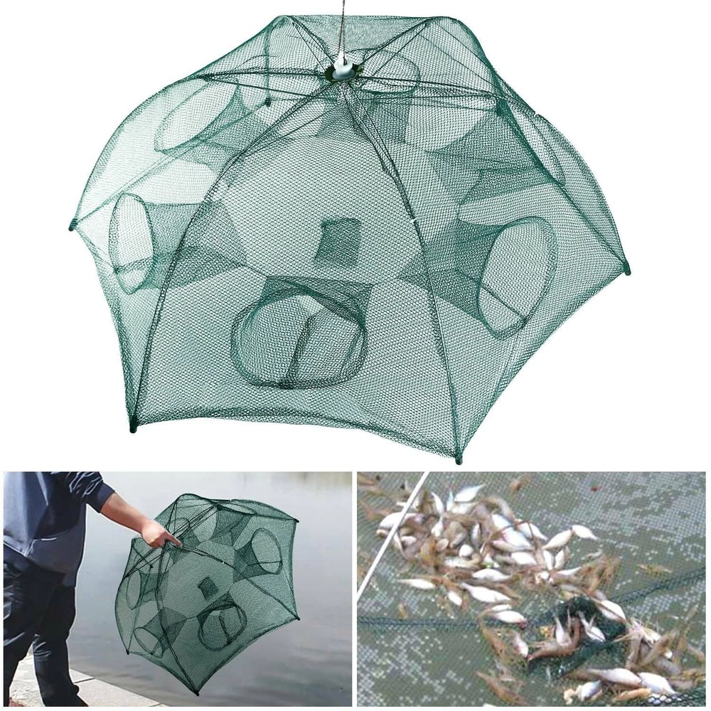 Portable Foldable Fishing Trap Net Holes Crawdad Crab Dip Cage Shrimp Minow Bait Trap For Easy Fish 5
