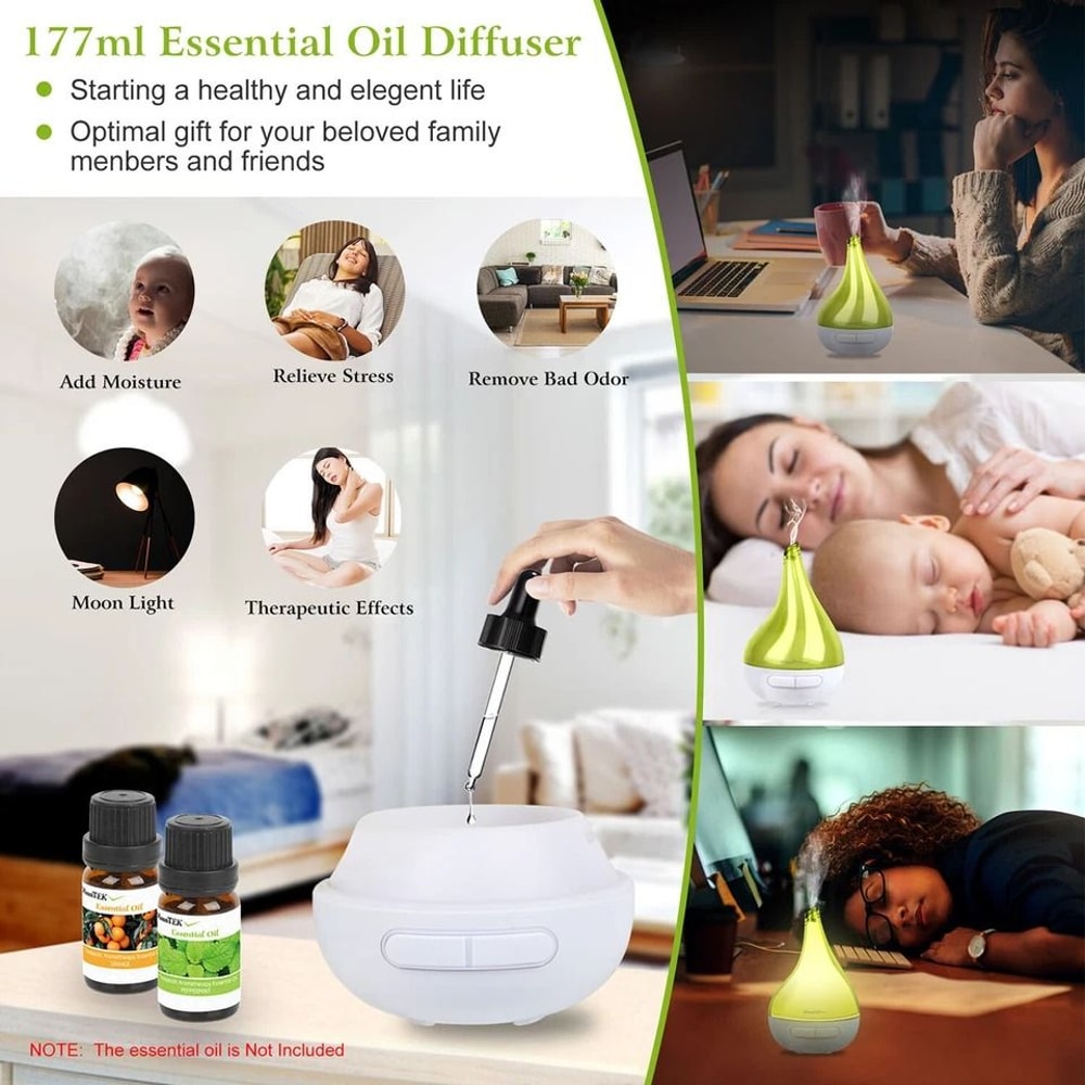 LED Ultrasonic Aroma Diffuser Essential Oil Humidifier Air Purifier 8Hour Continuous Operation Ther 3