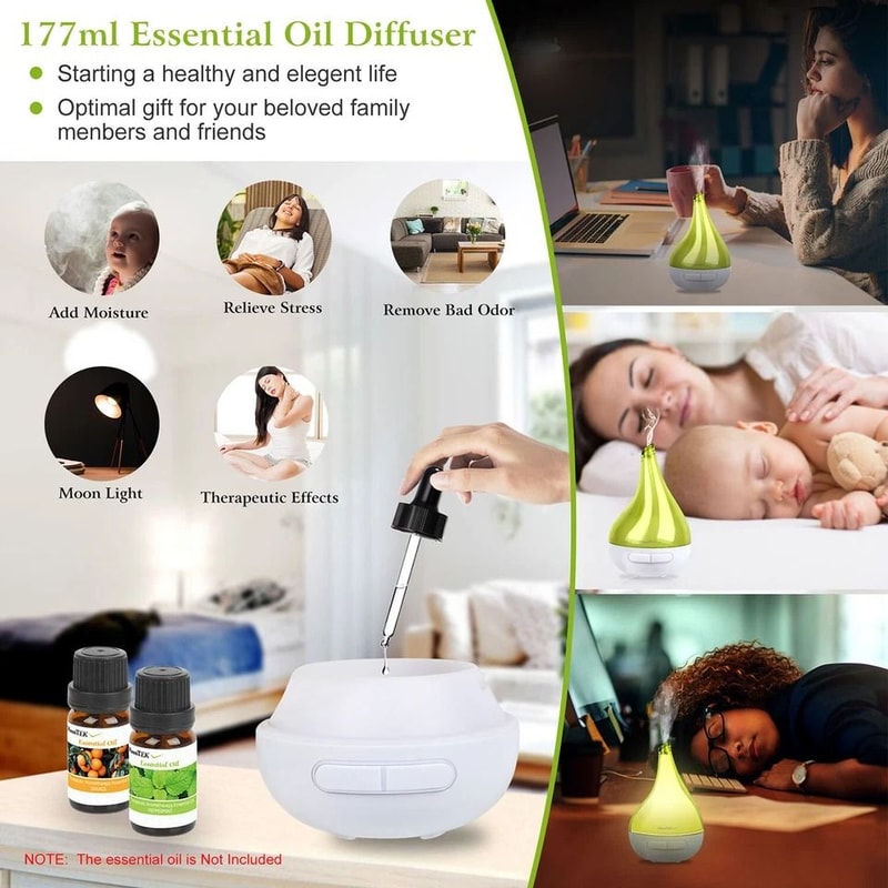 LED Ultrasonic Aroma Diffuser Essential Oil Humidifier Air Purifier 8Hour Continuous Operation Ther 3