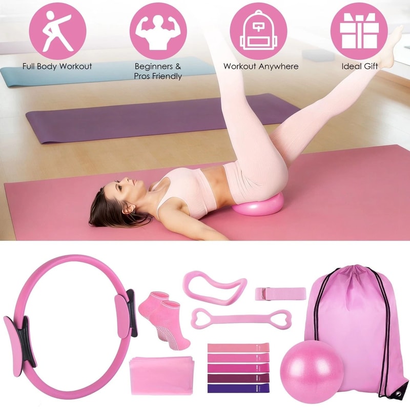 Pilates Kit Yoga Ball Arm Stretcher Resistance Bands Pilates Ring Yoga Strap For Women 1