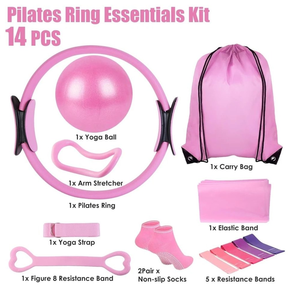 Pilates Kit Yoga Ball Arm Stretcher Resistance Bands Pilates Ring Yoga Strap For Women 11