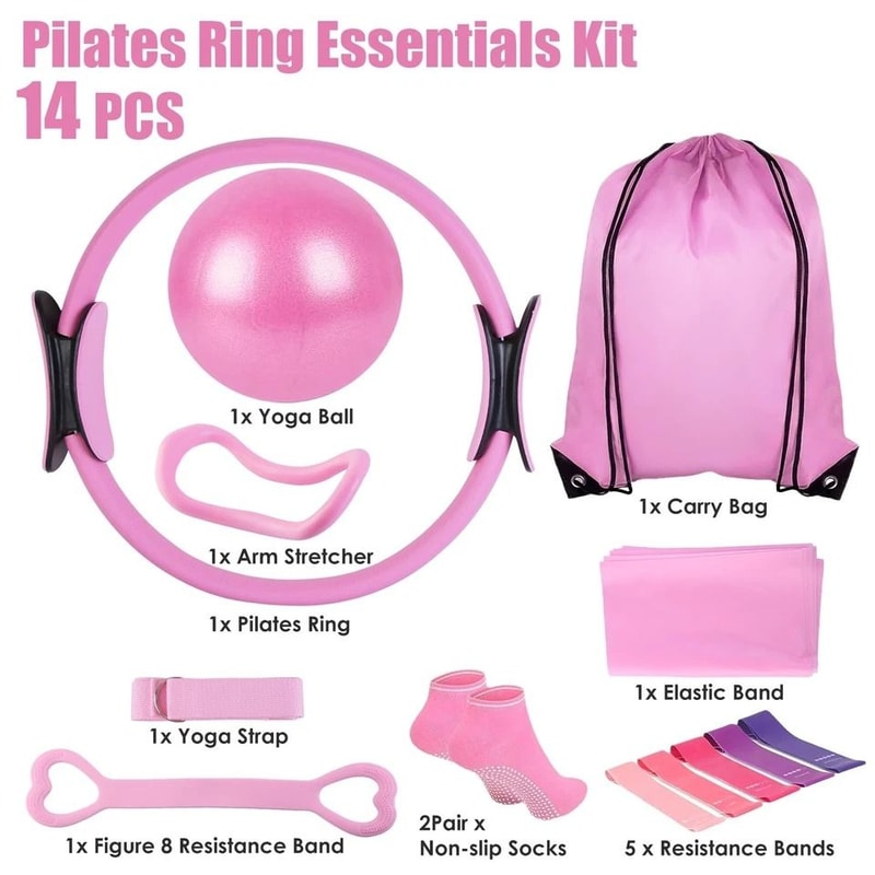 Pilates Kit Yoga Ball Arm Stretcher Resistance Bands Pilates Ring Yoga Strap For Women 11