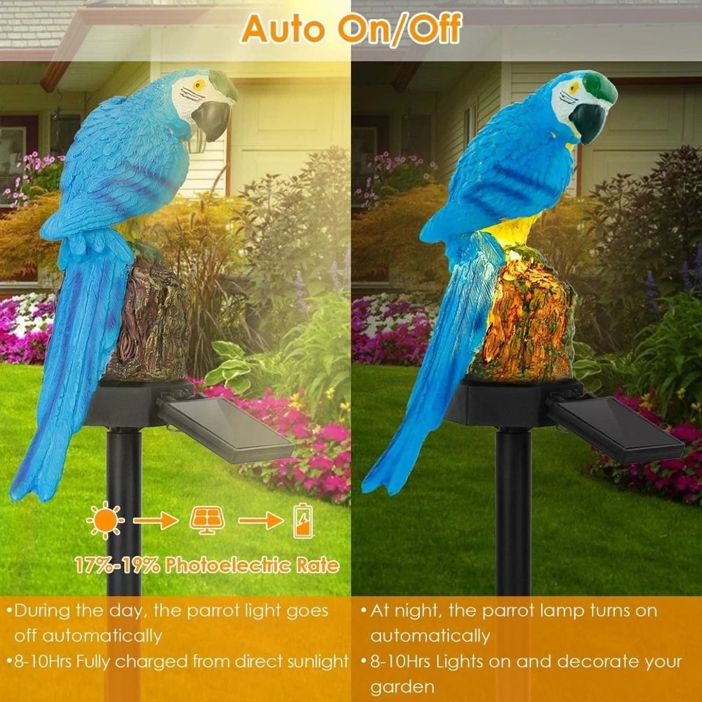 Solar Powered Parrot Lamp Waterproof LED Garden Light Landscape Decor 2 Pack Outdoor Garden Yard Pa 5