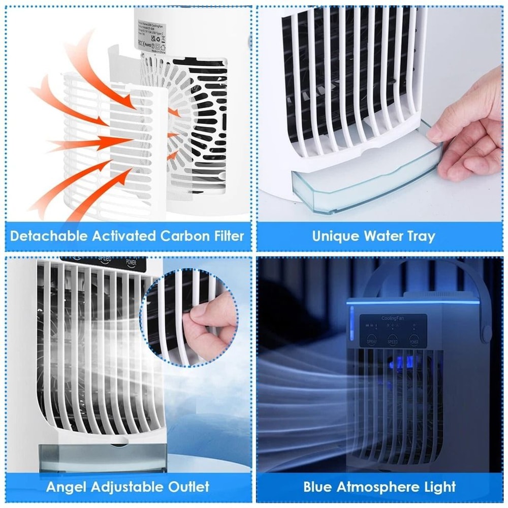 Conditioner Fan Cold Mist Air Humidifier Table Fan Portable Cooler For Office Home And Personal Use 7