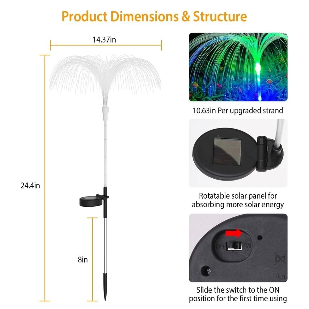 Solar Powered Jellyfish Lights Color Changing Night Lamp Waterproof Garden Decor Outdoor LED Lights 8