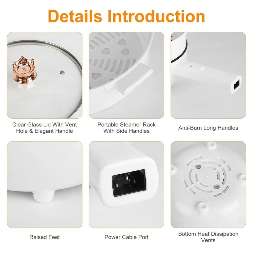 Portable Electric Hot Pot Frying Pan Capacity Ideal For Picnic Camping And Home Cooking 7