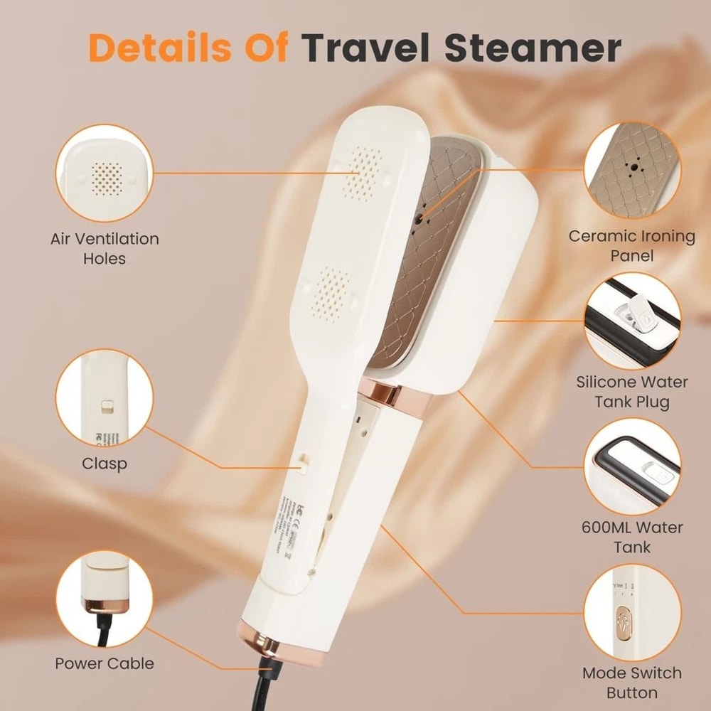Handheld Travel Steamer Steam Iron Press Portable Flat Clothes Steamer For Quick Wrinkle Removal 5