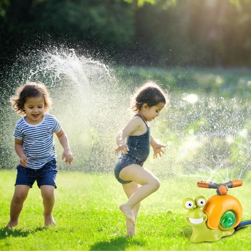 Outdoor Water Sprinkler Toy Baseball Play Set With Snail Design 360 Rotating Water Sprayer For Kids