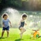 Outdoor Water Sprinkler Toy Baseball Play Set With Snail Design 360 Rotating Water Sprayer For Kids