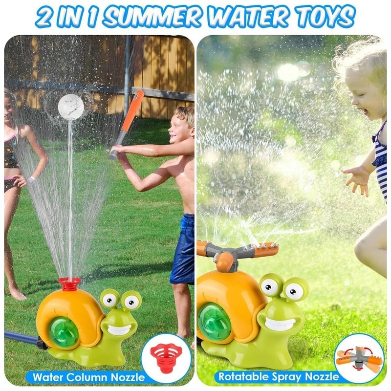 Outdoor Water Sprinkler Toy Baseball Play Set With Snail Design 360 Rotating Water Sprayer For Kids