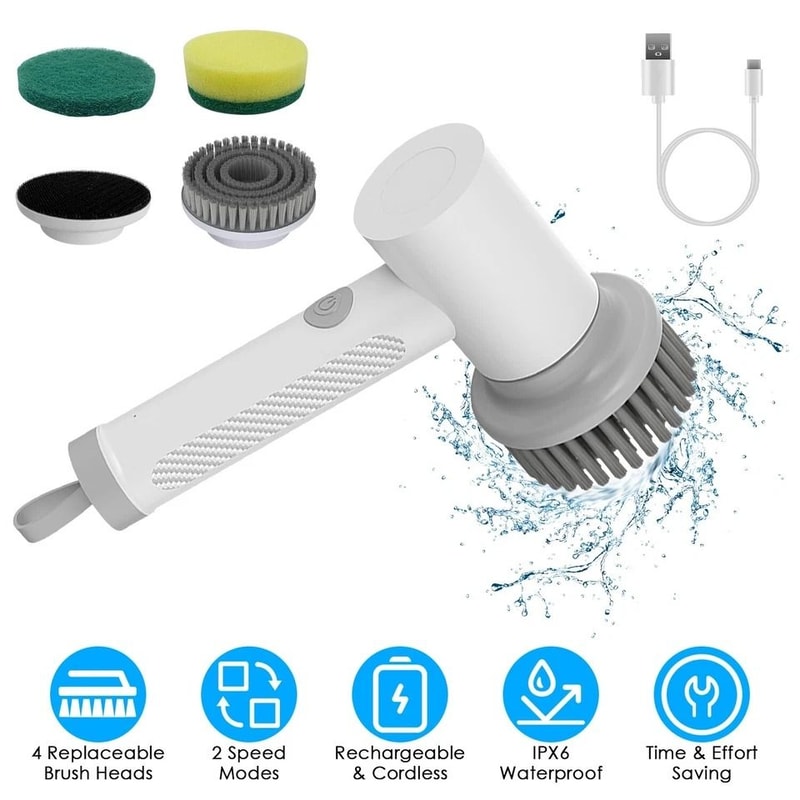 Cordless Electric Spin Scrubber With Speeds Handheld Cleaning Brush For Stubborn Stains 9