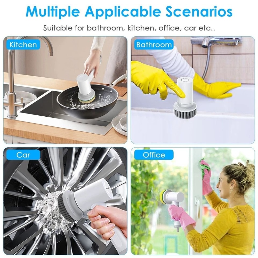 Cordless Electric Spin Scrubber With Speeds Handheld Cleaning Brush For Stubborn Stains 4