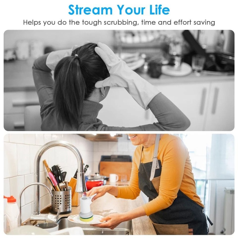 Cordless Electric Spin Scrubber With Speeds Handheld Cleaning Brush For Stubborn Stains 5