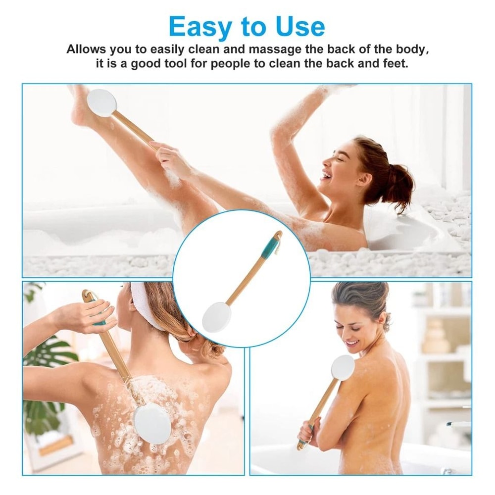 Long Lotion Applicator Back Brush For Skin Care Apply Lotions Creams Sunscreen Wood Handle 2