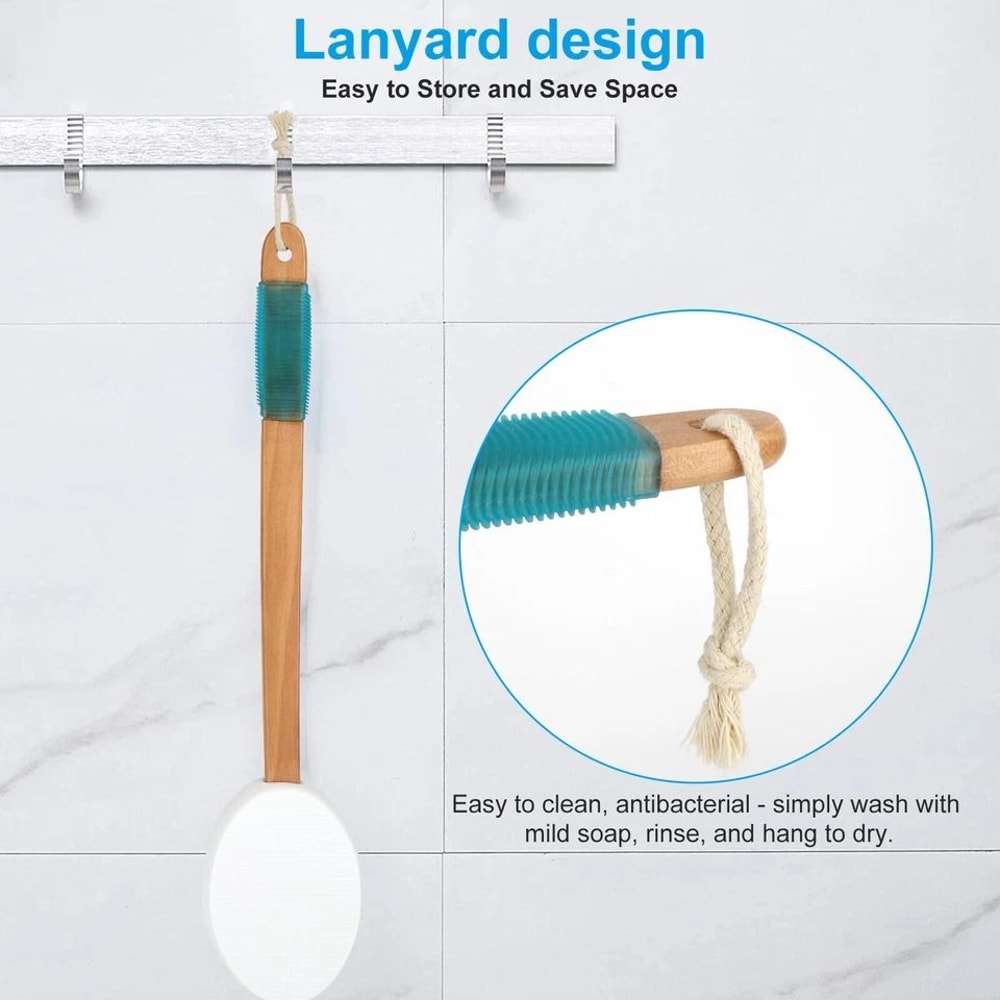 Long Lotion Applicator Back Brush For Skin Care Apply Lotions Creams Sunscreen Wood Handle 3