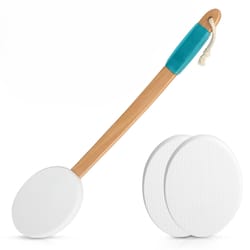long lotion applicator, back brush for skin care, apply lotions, creams, sunscreen, wood handle