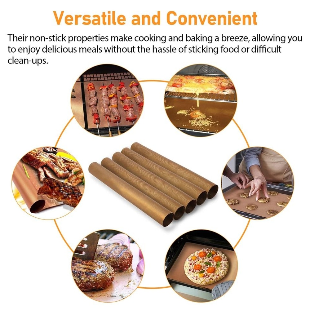 Copper BBQ Grill Mats NonStick Reusable HeatResistant Cooking Mats For Outdoor Grilling Baking 4