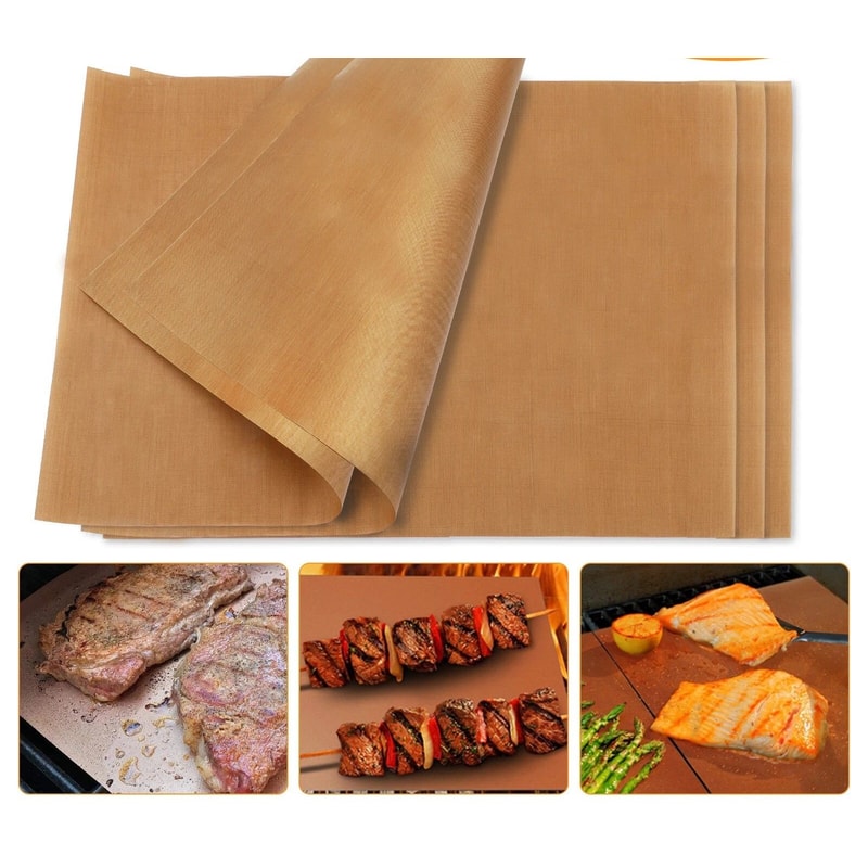Copper BBQ Grill Mats NonStick Reusable HeatResistant Cooking Mats For Outdoor Grilling Baking 0