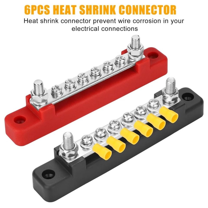Way Bus Bar Power Distribution Terminal Block Screw Connection Battery Terminal For Boat RV Car 6