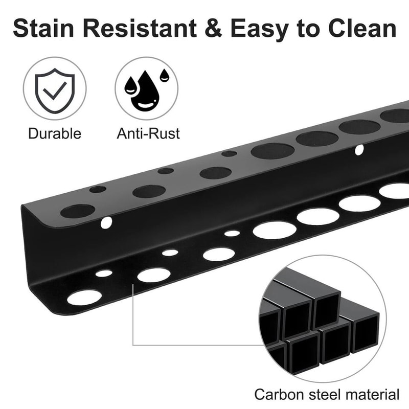 Screwdriver Organizer Wall Mount Tool Rail Rack Holder Garage Shelf Organizer Hole Carbon Steel Han 4